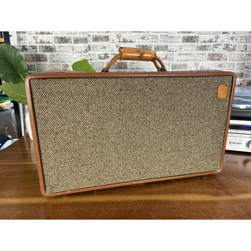 Vintage Hartmann Suitcase Walnut Tweed Leather Luggage⭐️21"x13"x7.5"⭐️NICE Cond.